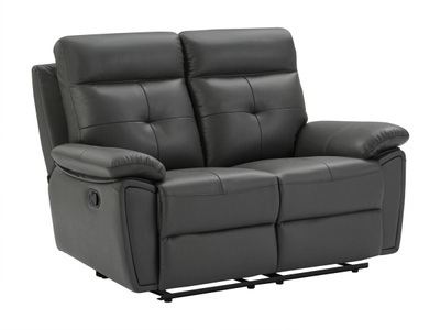 Vente-unique, Relaxsofa 2-Sitzer - Leder- Grau - VINETA Relaxsofa 2-Sitzer - Leder- Grau - VINETA, 