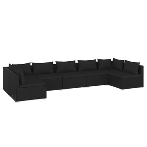 vidaXL, vidaXL 7-tlg. Garten-Lounge-Set mit Kissen Poly Rattan Schwarz, 