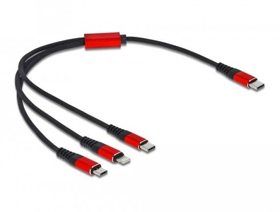 Delock, USB Ladekabel 3-in-1 USB-C > Lightning + Micro USB + USB-C, Delock USB-Ladekabel USB C - Lightning/Micro-USB B/USB C 0.3 m