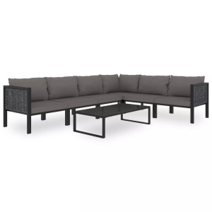 vidaXL, vidaXL 7-tlg. Garten-Lounge-Set mit Auflagen Poly Rattan Anthrazit