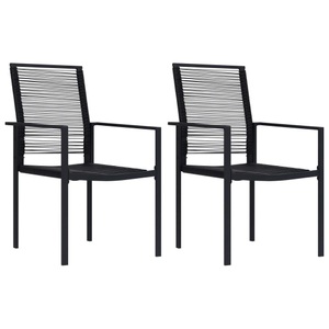 vidaXL, vidaXL Gartenstühle 2 Stk. PVC Rattan Schwarz, vidaXL Gartenstühle 2 Stk. PVC Rattan Schwarz