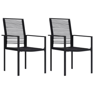 vidaXL, vidaXL Gartenstühle 2 Stk. PVC Rattan Schwarz, vidaXL Gartenstühle 2 Stk. PVC Rattan Schwarz