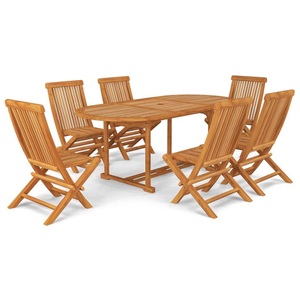 vidaXL, vidaXL 7-tlg. Garten-Essgruppe Massivholz Teak, 