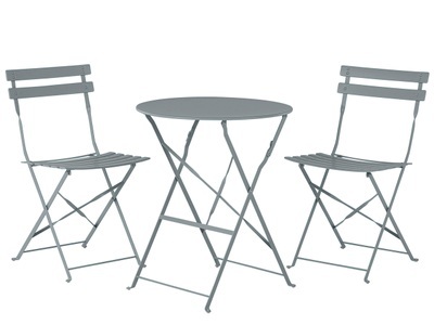 Beliani, Beliani Balkonset grau 2 Stühle FIORI, Beliani - Bistro Set aus Stahl Modern FIORI, One Size, Taubengrau