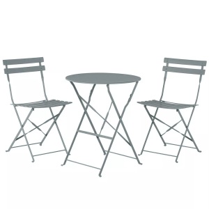 Beliani, Beliani Balkonset grau 2 Stühle FIORI, Beliani - Bistro Set aus Stahl Modern FIORI, One Size, Taubengrau
