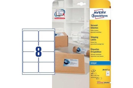 undefined, AVERY ZW. Adressetiketten 99,1x67,7mm J8165-25 weiss 200 Stück, AVERY ZW. Adressetiketten 99,1x67,7mm J8165 - 25 weiss 200 Stück