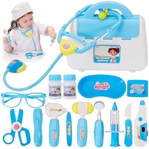 Activity-board, Arztkoffer Kinder Holzarztkoffer Kinderspielzeug Mit Stethoskop, Edelstahltablett Und Arzttasche Unisex Blau ONE SIZE, Activity-board - Arztkoffer Kinder Holzarztkoffer Kinderspielzeug mit Stethoskop, Edelstahltablett und Arzttasche, One Size, Blau