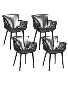 Beliani, Set mit 4 Stühlen aus Polypropylen Modern PESARO Set mit 4 Stühlen aus Polypropylen Modern PESARO, Beliani - Gartenstuhl 4er Set aus Polypropylen Retro PESARO, One Size, Schwarz