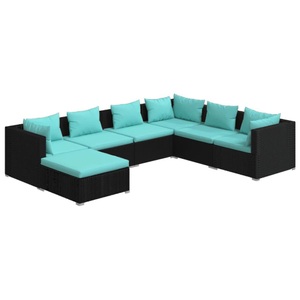 vidaXL, vidaXL 7-tlg. Garten-Lounge-Set mit Kissen Poly Rattan Schwarz