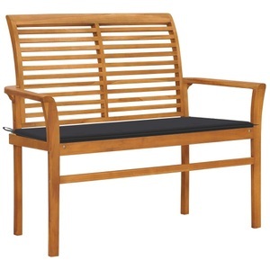vidaXL, vidaXL Gartenbank mit Anthrazit Auflage 112 cm Massivholz Teak, vidaXL Gartenbank mit Anthrazit Auflage 112 cm Massivholz Teak