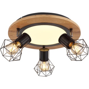 mutoni light, Deckenleuchte Metall schwarz matt LED, Globo LED-DECKENLEUCHTE 15 W 40/22,5 cm , 54017D3 , Naturfarben, Opal, Schwarz , Metall, Kunststoff, Holzwerkstoff , 22.5 cm , matt , drehbar, 3-fach schaltbar, schwenkbar , 004558438601