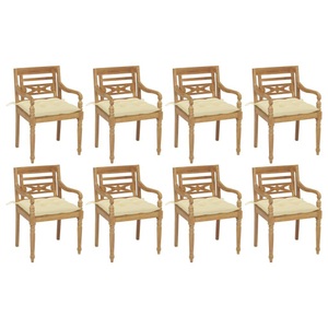 vidaXL, vidaXL Batavia-Stühle mit Kissen 8 Stk. Massivholz Teak, 
