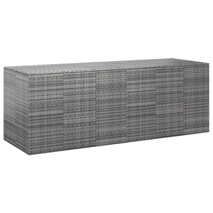 vidaXL, vidaXL Garten-Kissenbox PE Rattan 291x100,5x104 cm Grau, vidaXL Garten-Kissenbox PE Rattan 291x100,5x104 cm Grau