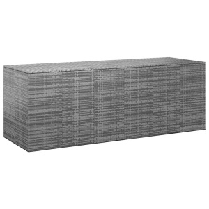 vidaXL, vidaXL Garten-Kissenbox PE Rattan 291x100,5x104 cm Grau, vidaXL Garten-Kissenbox PE Rattan 291x100,5x104 cm Grau