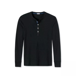 Schiesser, Shirt langarm schwarz - Revival Karl-Heinz 7, Schiesser Revival - Longsleeve Bequem sitzend, für Herren, Schwarz, Größe XL