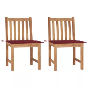 vidaXL, vidaXL Gartenstühle 2 Stk. mit Kissen Massivholz Teak, vidaXL Gartenstühle 2 Stk. mit Kissen Massivholz Teak