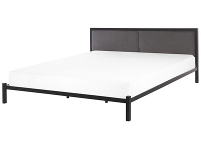 Beliani, Beliani Metallbett schwarz mit grauem Kopfteil Lattenrost 180 x 200 cm CLAMART, 