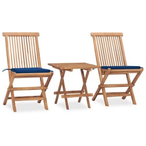 vidaXL, vidaXL 3-tlg. Garten-Essgruppe mit Kissen Klappbar Massivholz Teak, vidaXL 3-tlg. Garten-Essgruppe mit Kissen Klappbar Massivholz Teak