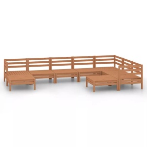 vidaXL, vidaXL 9-tlg. Garten-Lounge-Set Massivholz Kiefer Honigbraun