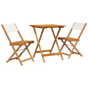 vidaXL, vidaXL 3-tlg. Bistro-Set Cremeweiß Stoff und Massivholz