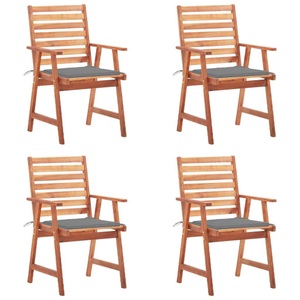 vidaXL, vidaXL Garten-Essstühle 4 Stk. mit Kissen Massivholz Akazie, vidaXL Garten-Essstühle 4 Stk. mit Kissen Massivholz Akazie