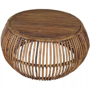 mutoni living, Couchtisch Sabina rund natur 80x80, SIT Couchtisch »Rattan Vintage«, Masse (B/T/H): 80/80/40 cm, Shabby Chic, Vintage