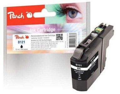 Peach, Peach Tintenpatrone schwarz kompatibel zu Brother LC-121BK, Peach B121 BK Druckerpatrone bk ersetzt Brother LC-121BK für z.B. Brother DCPJ 552 DW, Brother MFCJ 870 DW, Brother DCPJ 132 W, Brother DCPJ 150