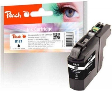 Peach, Peach Tintenpatrone schwarz kompatibel zu Brother LC-121BK, Peach B121 BK Druckerpatrone bk ersetzt Brother LC-121BK für z.B. Brother DCPJ 552 DW, Brother MFCJ 870 DW, Brother DCPJ 132 W, Brother DCPJ 150