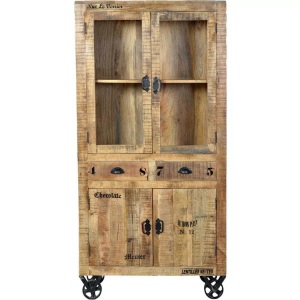 mutoni living, Vitrine Vintage Natural Wood natur antik schwarz 40x90, Vitrine Bevin antik schwarz 40x90