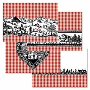 Trendform, Papiertischset, Trendform Tischset Swiss Tradition 5, 29.7 cm x 0.42 m, Rot/Schwarz