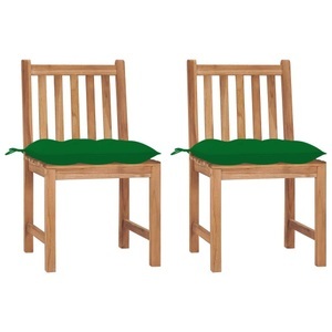 vidaXL, vidaXL Gartenstühle 2 Stk. mit Kissen Massivholz Teak, vidaXL Gartenstühle 2 Stk. mit Kissen Massivholz Teak