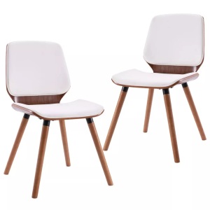 vidaXL, vidaXL Esszimmerstühle 2 Stk. Weiß Kunstleder, vidaXL Esszimmerstühle 2 Stk. Weiß Kunstleder