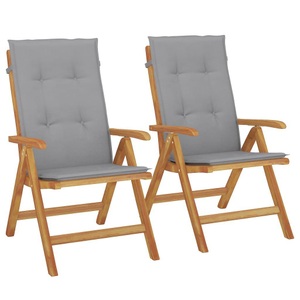vidaXL, vidaXL Gartenstühle mit Kissen 2 Stk. Massivholz Teak, vidaXL Gartenstühle mit Kissen 2 Stk. Massivholz Teak