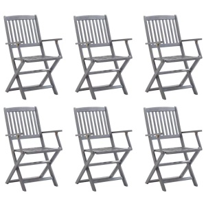 vidaXL, vidaXL Klappbare Gartenstühle 6 Stk. Massivholz Akazie, vidaXL Klappbare Gartenstühle 6 Stk. Massivholz Akazie