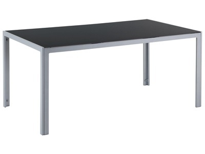 Beliani, Gartentisch Glas schwarz CATANIA, Beliani - Gartentisch aus Aluminium Industriell CATANIA, One Size, Schwarz