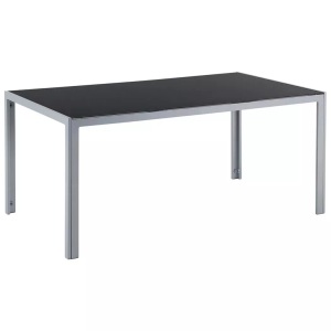 Beliani, Gartentisch Glas schwarz CATANIA, Beliani - Gartentisch aus Aluminium Industriell CATANIA, One Size, Schwarz