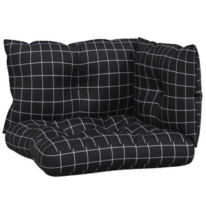 vidaXL, vidaXL Palettenkissen 3 Stk. Schwarz Karomuster Oxford-Gewebe, vidaXL Palettenkissen 3 Stk. Schwarz Karomuster Oxford-Gewebe