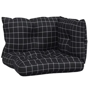 vidaXL, vidaXL Palettenkissen 3 Stk. Schwarz Karomuster Oxford-Gewebe, vidaXL Palettenkissen 3 Stk. Schwarz Karomuster Oxford-Gewebe