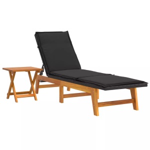 vidaXL, vidaXL Sonnenliege mit Tisch Poly Rattan und Massivholz Akazie