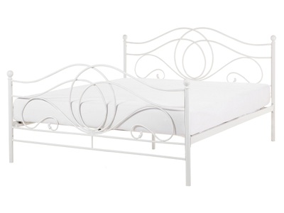 Beliani, Beliani Metallbett weiss Lattenrost 160 x 200 cm LYRA, Beliani - Bett mit Lattenrost aus Stahl Retro LYRA, 160X200CM, Weiss Bunt