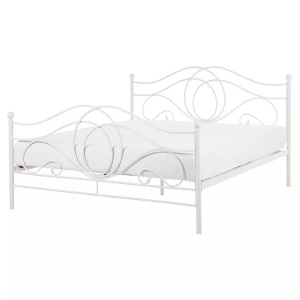 Beliani, Beliani Metallbett weiss Lattenrost 160 x 200 cm LYRA, Beliani - Bett mit Lattenrost aus Stahl Retro LYRA, 160X200CM, Weiss Bunt
