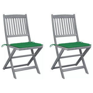 vidaXL, vidaXL Klappbare Gartenstühle 2 Stk. mit Kissen Massivholz Akazie