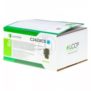 Lexmark, Lexmark Rückgabe Toner C2425 C2535 MC2425 MC2535 MC2640 C242XC0 Original Cyan 3500 Seiten, Lexmark Toner C241XC0 Cyan