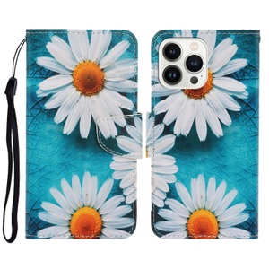 Cover-Discount, iPhone 14 Pro Max - Leder Etui Hülle Margeriten, Apple - iPhone 14 Pro Max Handyhülle Motiv, Weiss