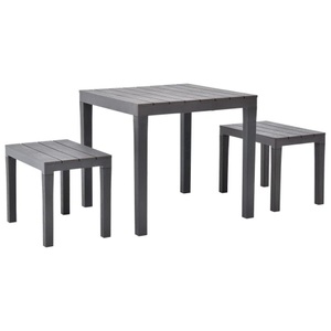 vidaXL, vidaXL Gartentisch mit 2 Bänken Kunststoff Braun, vidaXL Gartentisch mit 2 Bänken Kunststoff Braun