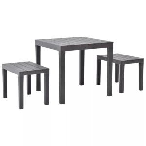 vidaXL, vidaXL Gartentisch mit 2 Bänken Kunststoff Braun, vidaXL Gartentisch mit 2 Bänken Kunststoff Braun