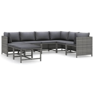 vidaXL, vidaXL 8-tlg. Garten-Lounge-Set mit Kissen Poly Rattan Grau
