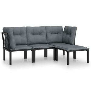 vidaXL, vidaXL 4-tlg. Garten-Lounge-Set Schwarz und Grau Poly Rattan