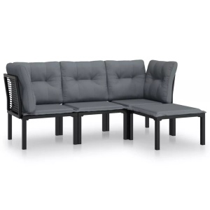 vidaXL, vidaXL 4-tlg. Garten-Lounge-Set Schwarz und Grau Poly Rattan