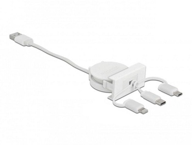 Delock, 81375 USB Kabel 0,5 m USB 2.0 USB A USB C Weiß, Delock Easy 45 Modul USB A - Lightning/Micro-USB B/USB C 0.5 m